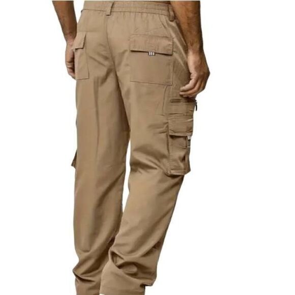 Khaki Straight Leg Cargo Pants -D - Picture 3 of 7